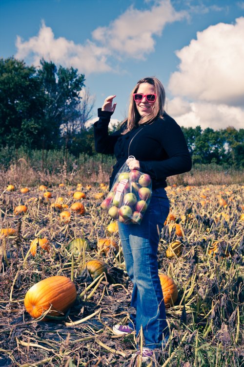 Julia Miller in the pumpkin patch at the Afton Apple Orchard
